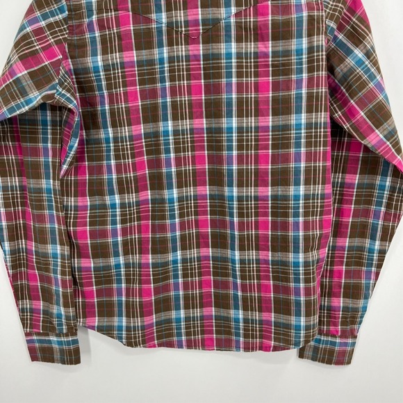 Wrangler Western Shirt Women's S Multicolor Plaid Print Pearl Snap Cowgirl - Picture 7 of 8